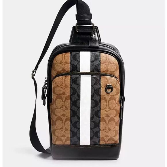 Coach Other - Coach Graham Pack In Blocked Signature Canvas With Varsity Stripe